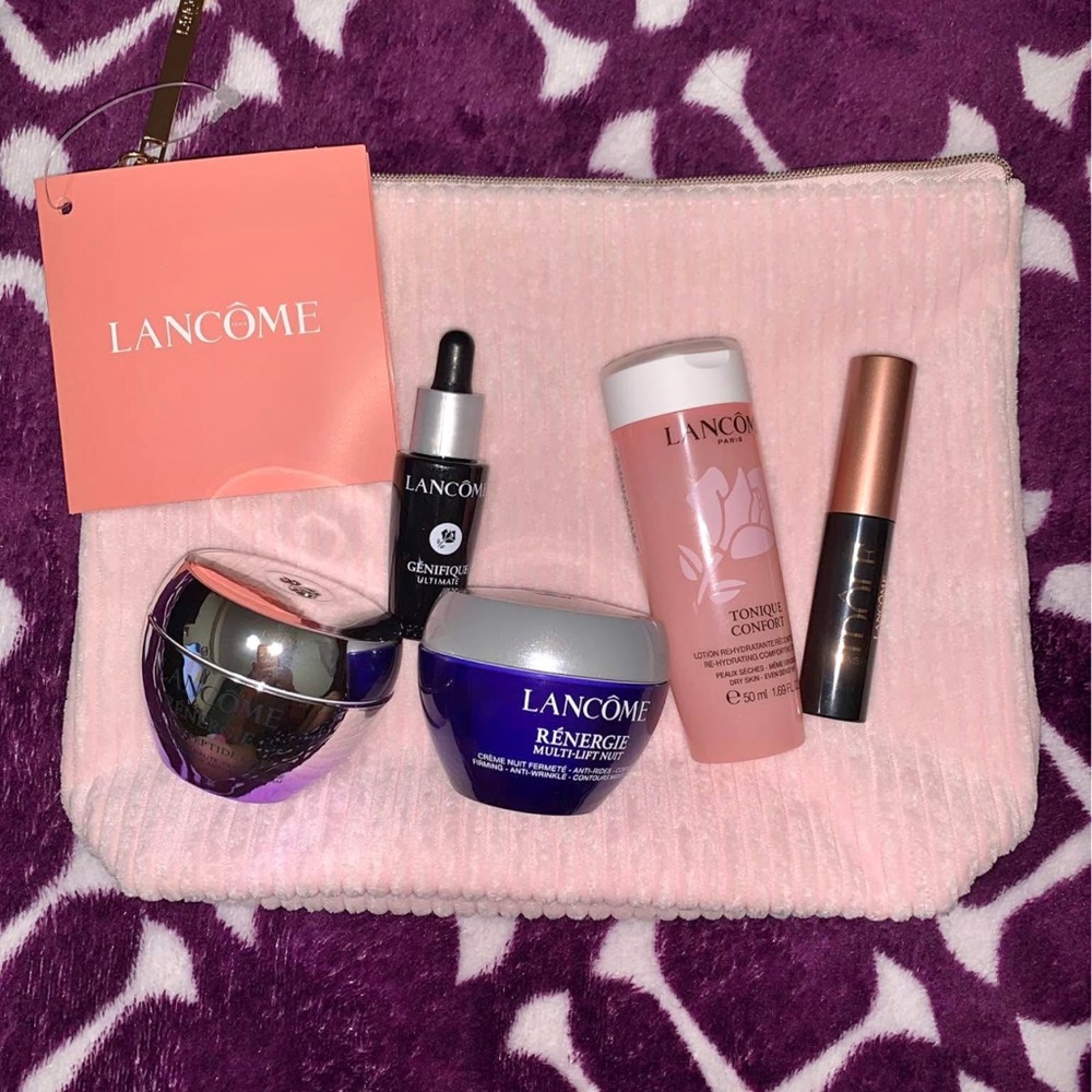 Lancôme Skincare and Makeup Set with Pink Pouch